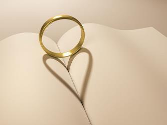  Wedding rings form a heart